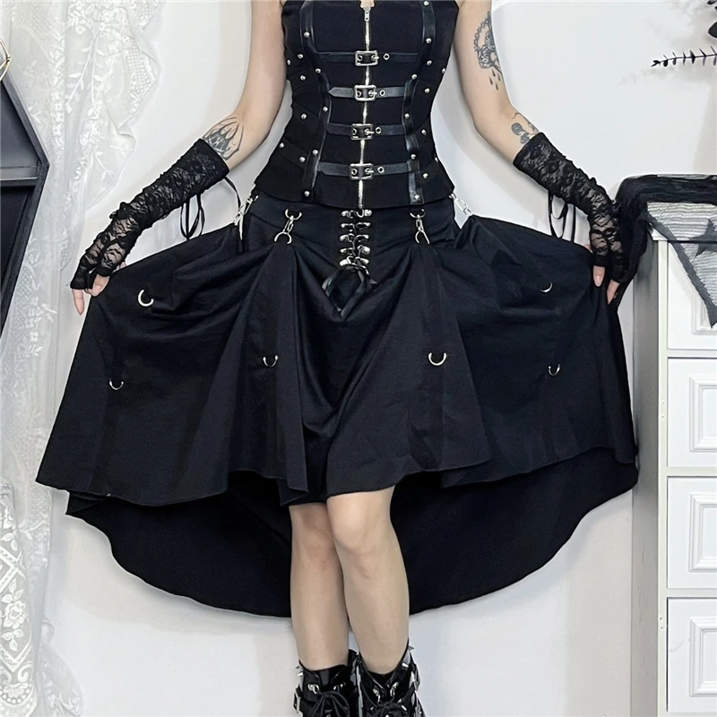 Wholesale New American Retro Irregular Skirt Hot Girl Sexy Punk Black Clothing Dark Style Women Summer Autumn Fashion Streetwear 2