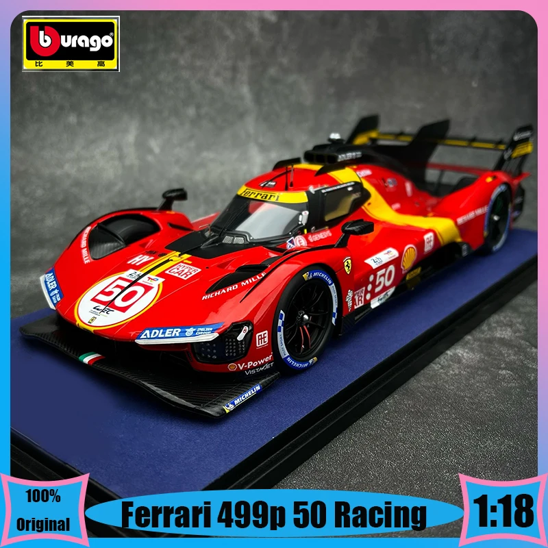 

New Bburago 1:18 Ferrari 499p 50 51 Racing Car Model Le Mans Rally Champion Ferrari Model Car Model Collection Gift