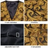Hi-Tie Silk Mens Waistcoat Tie Set Gold Brown Orange Beige Ivory Khaki Bronze Sleeveless Jacket Suit Vest Necktie Hanky Cufflink 5