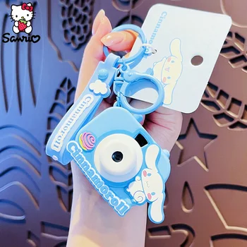 Sanrio Keychain Camera Projection Cinnamoroll Backpack Pendant Kuromi Keyring Hello Kitty My Melody Pochacco Anime Toy Kid Gift