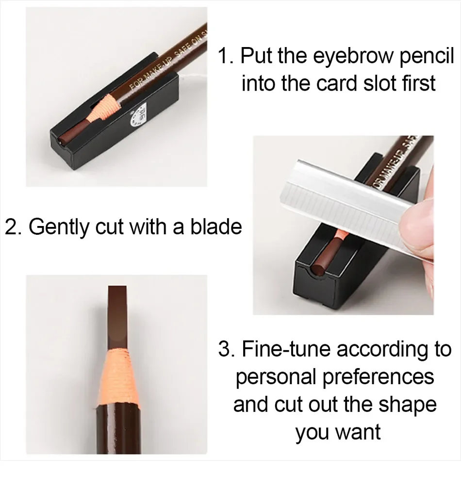 Description Picture 6 of itemEyebrow Pencil With Eye Brow Sharpener 10Pcs Brow Trimmer Blade Makeup Eyebrow Enhancers Trimmer Microblading Supplies Set Tools