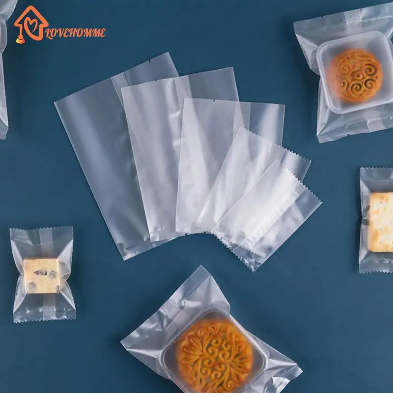 

100Pcs Thicker Machine Seal Bags Clear Frosted Food Biscuit DIY Baking Cake Bag