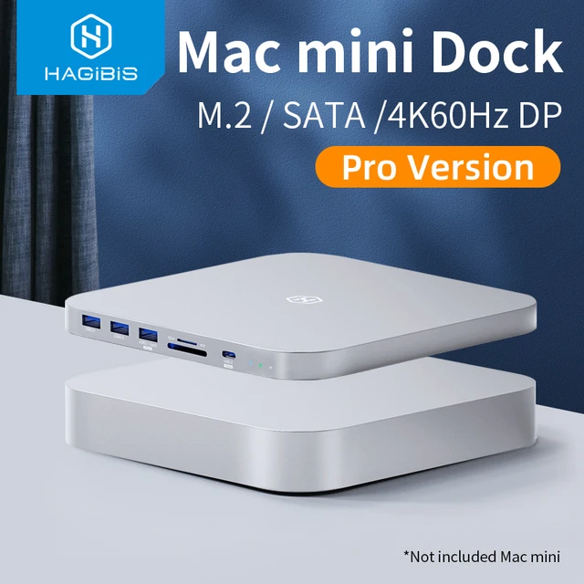 Aluminum USB C Hub Docking Station for Mac Mini, with Hard Drive Enclosure