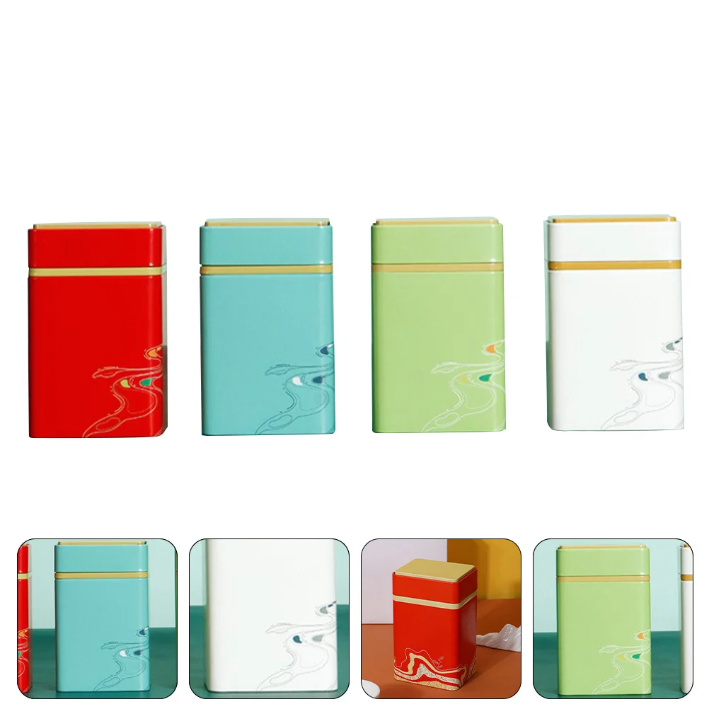 

4 Pcs Tinplate Tea Box Cereal Container Sugar Canisters Jar Food Storage Cans Jars Coffee Bean Candies Boxes