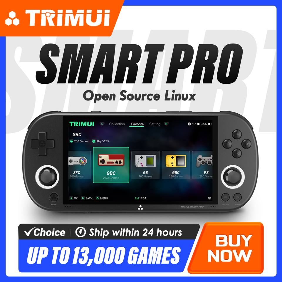 Trimui Smart Pro Handheld Game Console 4.96''IPS Screen Linux System Joystick RGB Lighting Smartpro Retro Video Game Player Gift