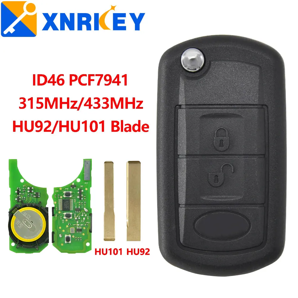 

XNRKEY 3-кнопочный Автомобильный Дистанционный ключ ID46/PCF7941Chip 315/433 МГц с лезвием HU101/HU92 для Land Rover Range Rover LR3 Discovery без логотипа