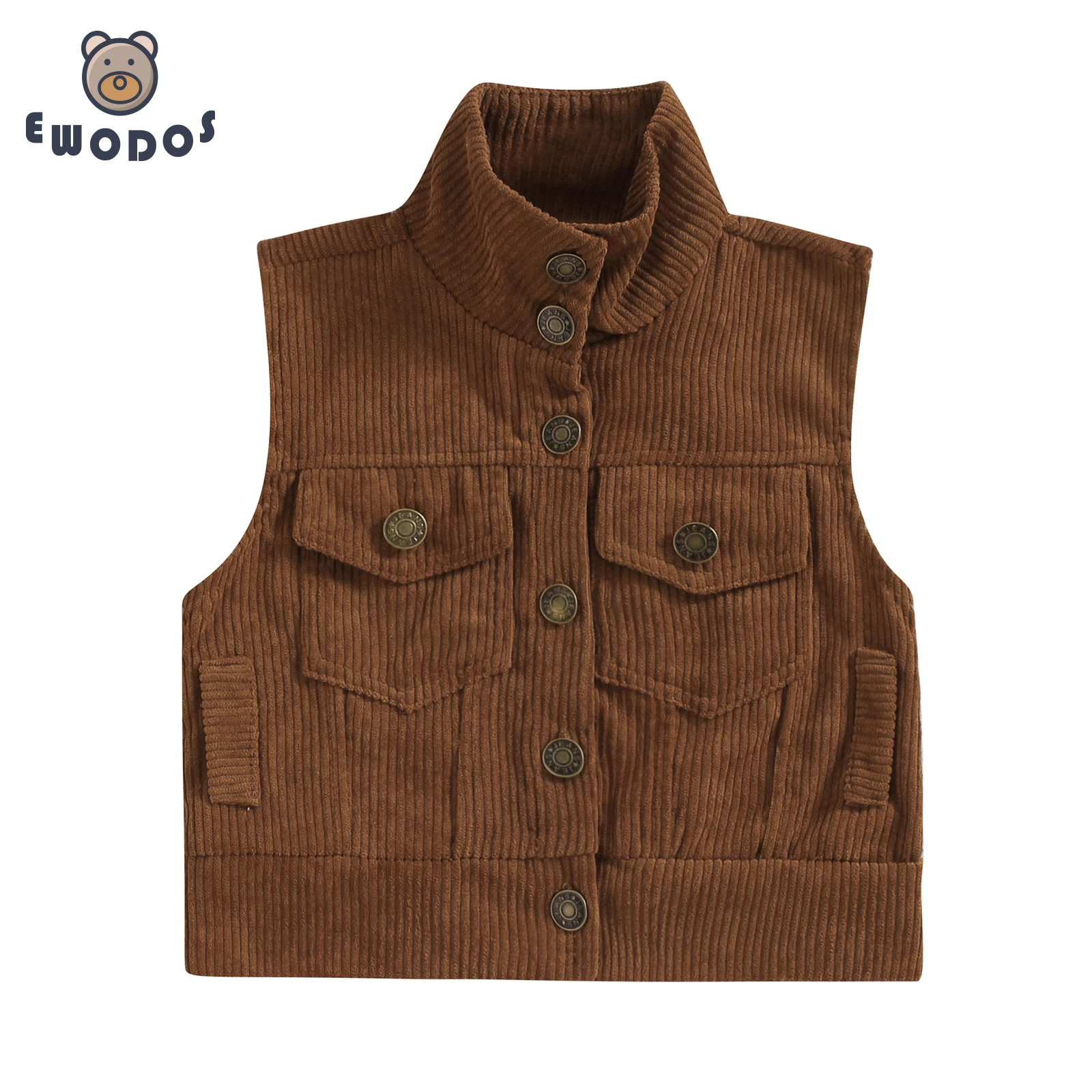 

EWODOS Baby Boys Casual Corduroy Vest Jackets Winter Fall Fashion Button Down Lapel Collar Sleeveless Outwear Newborn Waistcoats