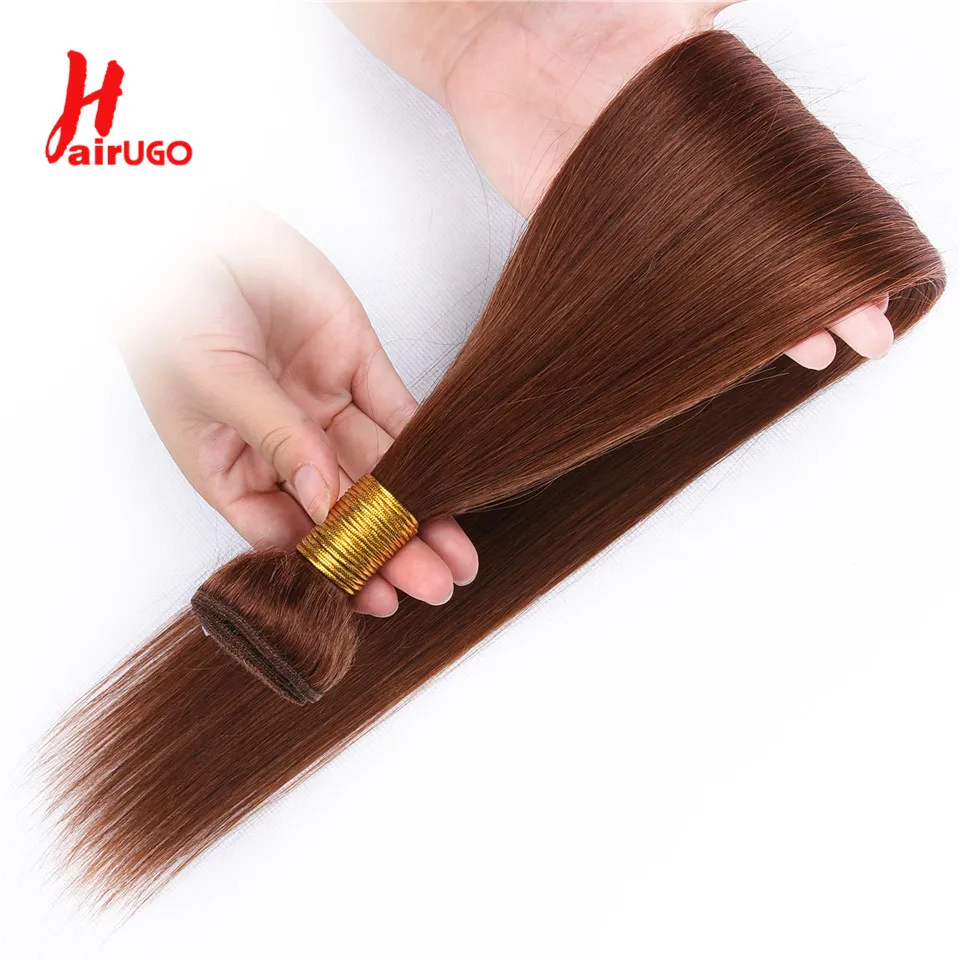 #33 Body Wave Bundles 1/2/3 Brazilian Reddish Auburn Brown Human Hair Bundles Remy Weaving Color #33 Brown Human Hair Extensions