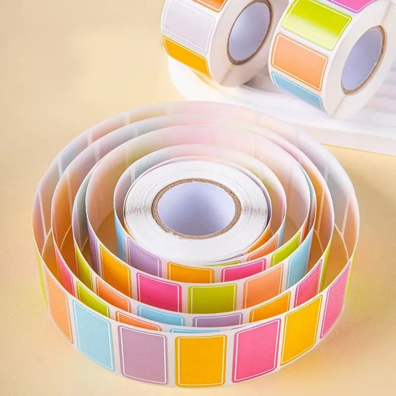 1롤 이름 스티커 색상 코딩 라벨 스티커 접착제 직사각형 스티커 단색 라벨 태그 사무실 교육 용품 TMZ