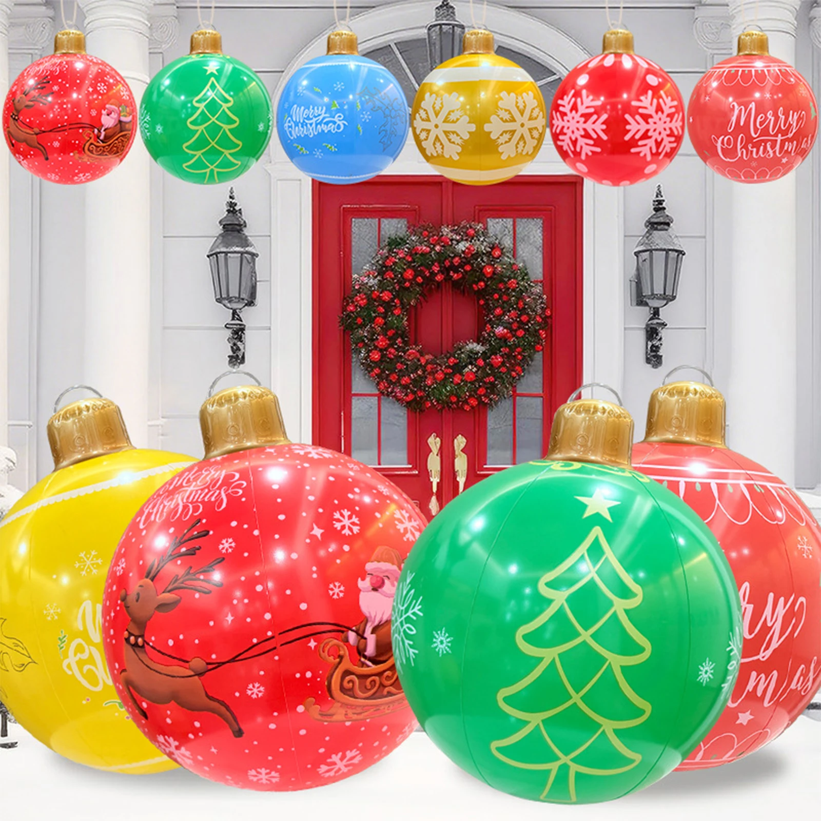 Giant Inflatable Christmas Ball Large Outdoor Decorated Ball Outdoor Christmas Decorations New Years Christmas Ornaments