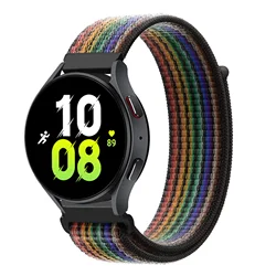 Premium Nylon Loop Watch Strap - Adjustable & Breathable Replacement Band - 22mm (Black rainbow)