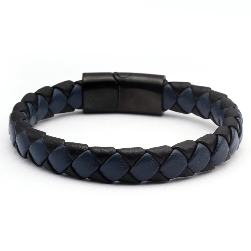 

Vintage Braided Men Male Genuine Leather Bracelets Bangles Luxury Stainless Steel Charm Chain Link Sporty Bangles