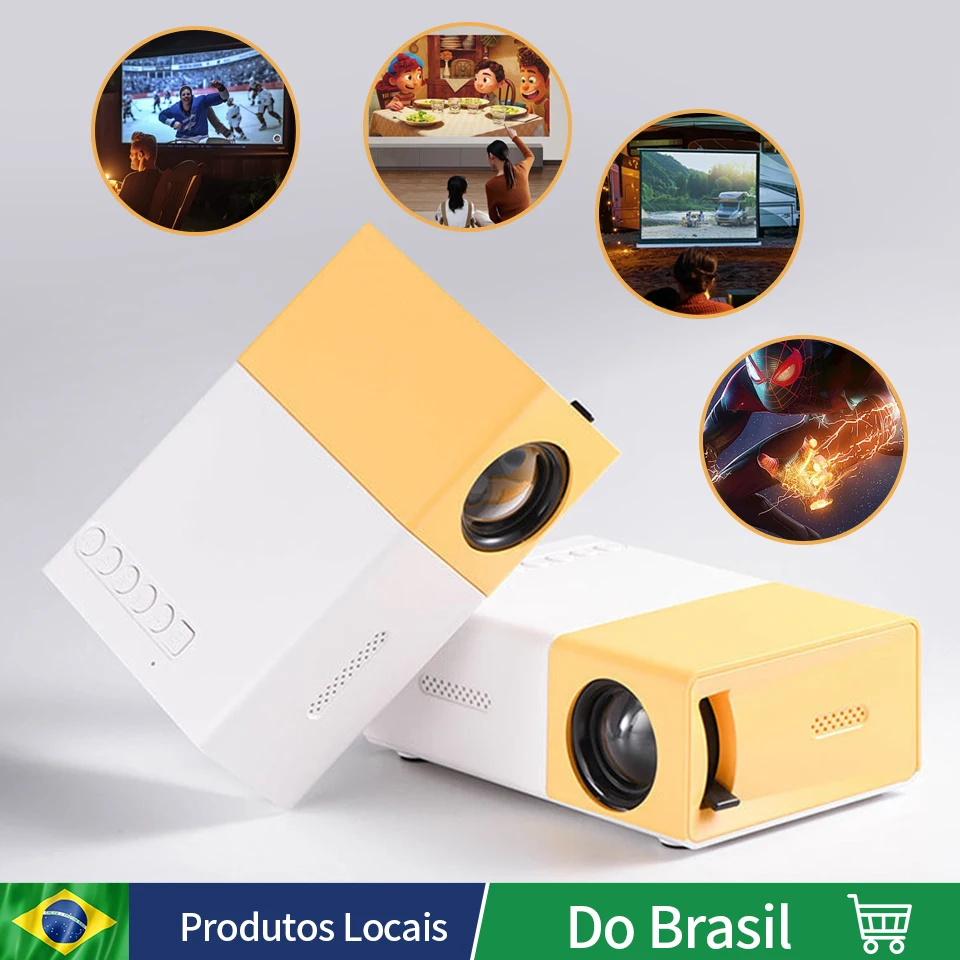Projetor portátil com alto-falante, Projetor de filme ao ar livre, Compatível com Smartphone, HDMI, USB, AV, Suporte 24-60 ", 1080P