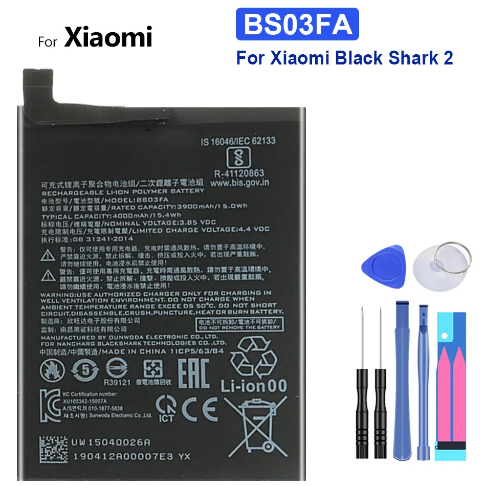 

4000mAh BS03FA BSO3FA Battery For Xiaomi Black Shark 2 Phone High Quality Battery BB03FA + Tools