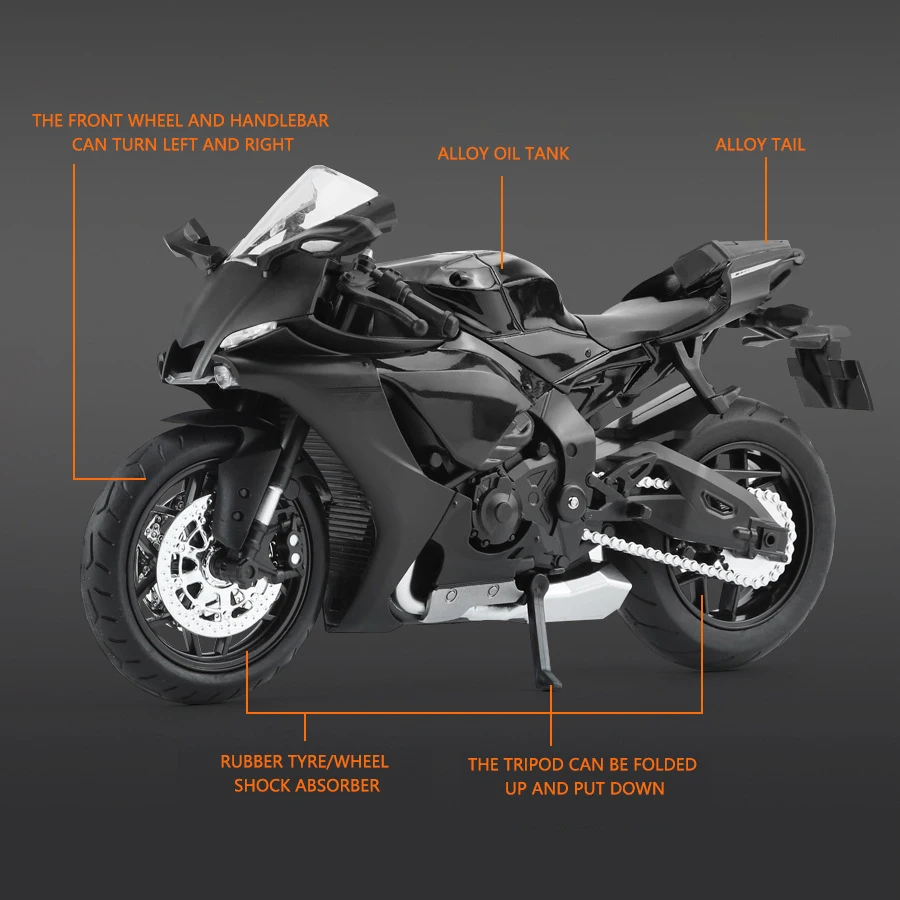 새로운 1:18 YZF-R1 오토바이 합금 다이 캐스트 모델 장난감 차량 컬렉션 소리 및 빛 오프로드 Autocycle 장난감 자동차