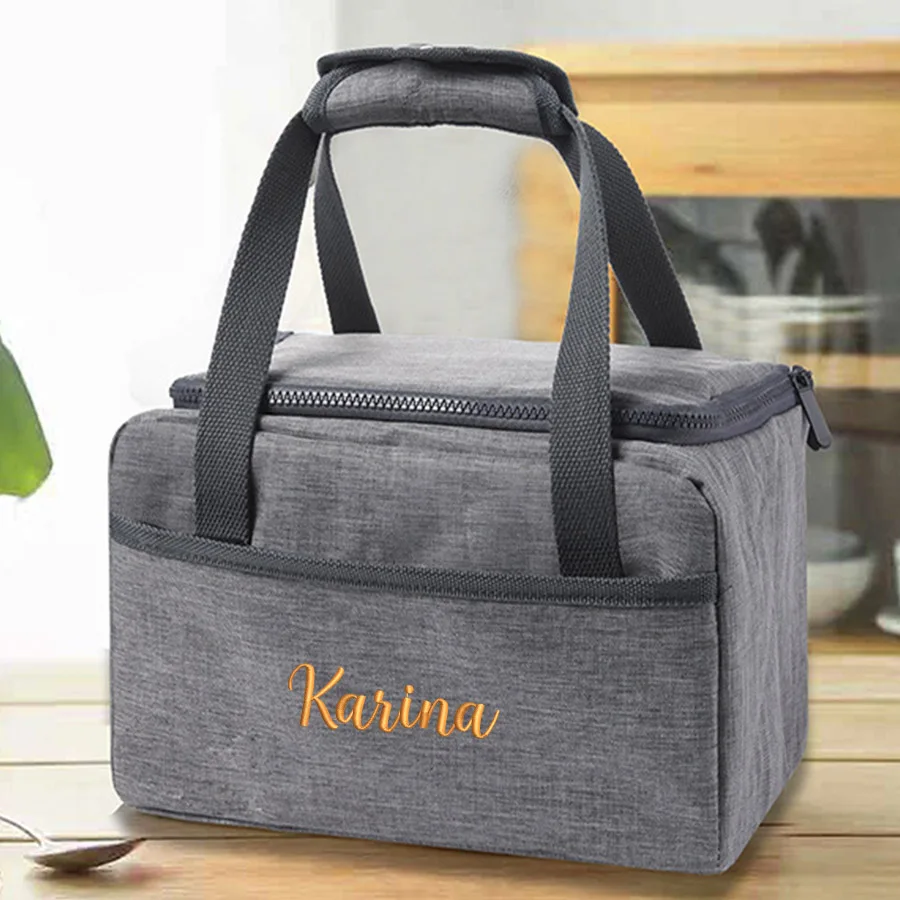 

Personalized Embroidery Tote Bag Bento bag High capacity Insulated bag Storage bag Lightweight and waterproof