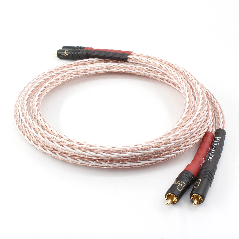 

HiFi 4TC 7N OCC Pure Copper RCA Cable Hi-End CD Amplifier Interconnect 2RCA to 2RCA Male Audio Cable;8Strands