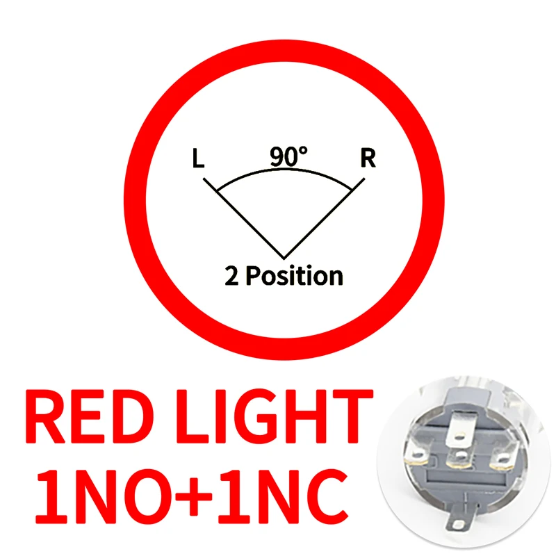16 19 22mm bouton poussoir métal rotatif 2/3 positions autobloquant auto-réinitialisation type de retenue avec LED NO NC rouge bleu vert