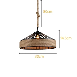 Vintage Hemp Rope Pendant Lamp - Classic Industrial Iron Chandelier (Diameter 30cm)
