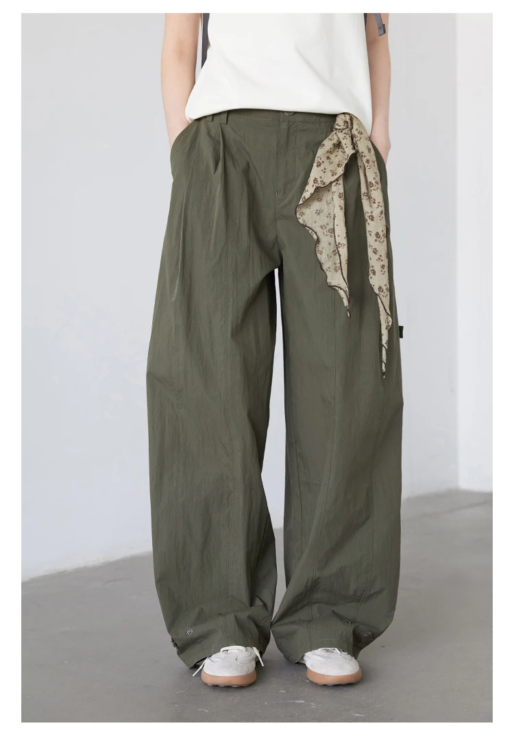 CHIC VEN Women's Pants Solid Loose High Waist Slim Wide Leg Trousers Casual Thin Female Sport Pant Spring Summer 2025