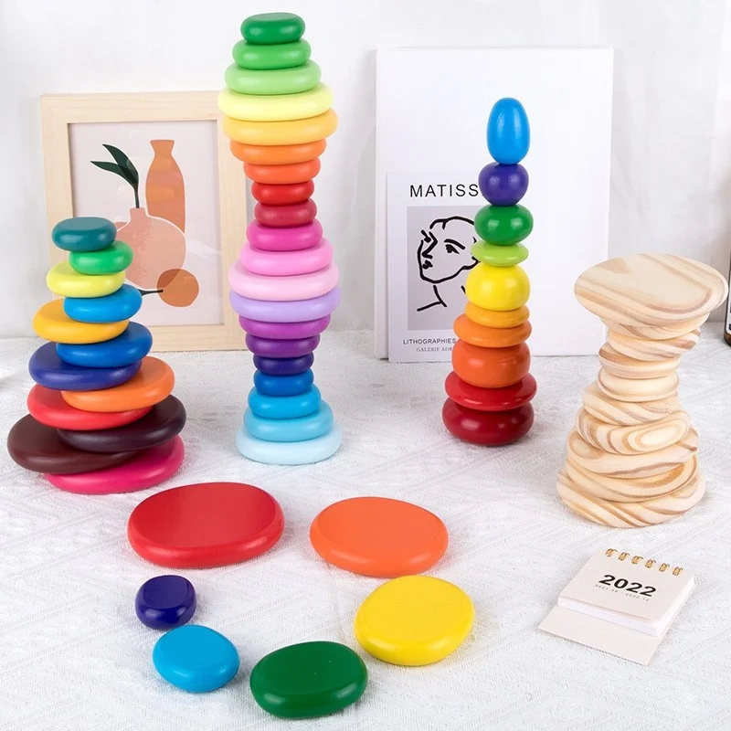 

Wooden Rainbow Blocks Wood Stacking Toys Blocks Colorful Stacking Stacking Kids Montessori Educational Toy Birthday Gift