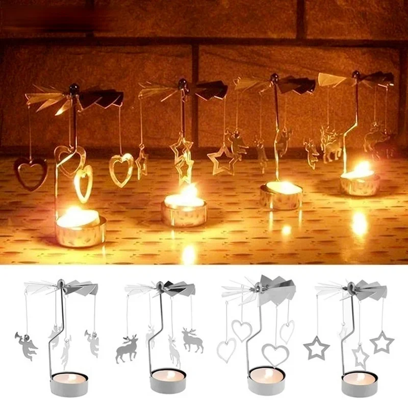 2025 Creative New Christmas Decorations Metal Multipl-pattern Tea Light Candle Holder Stand Light Xmas Gift Candelabra For Home