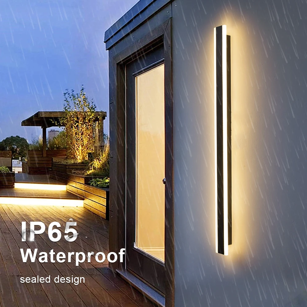 Modern Outdoor LED Wall Lamps Waterproof IP65 Long Wall Light Garden Porch Balcony Villa Decor Lighting AC 110V 220V 100cm 120cm