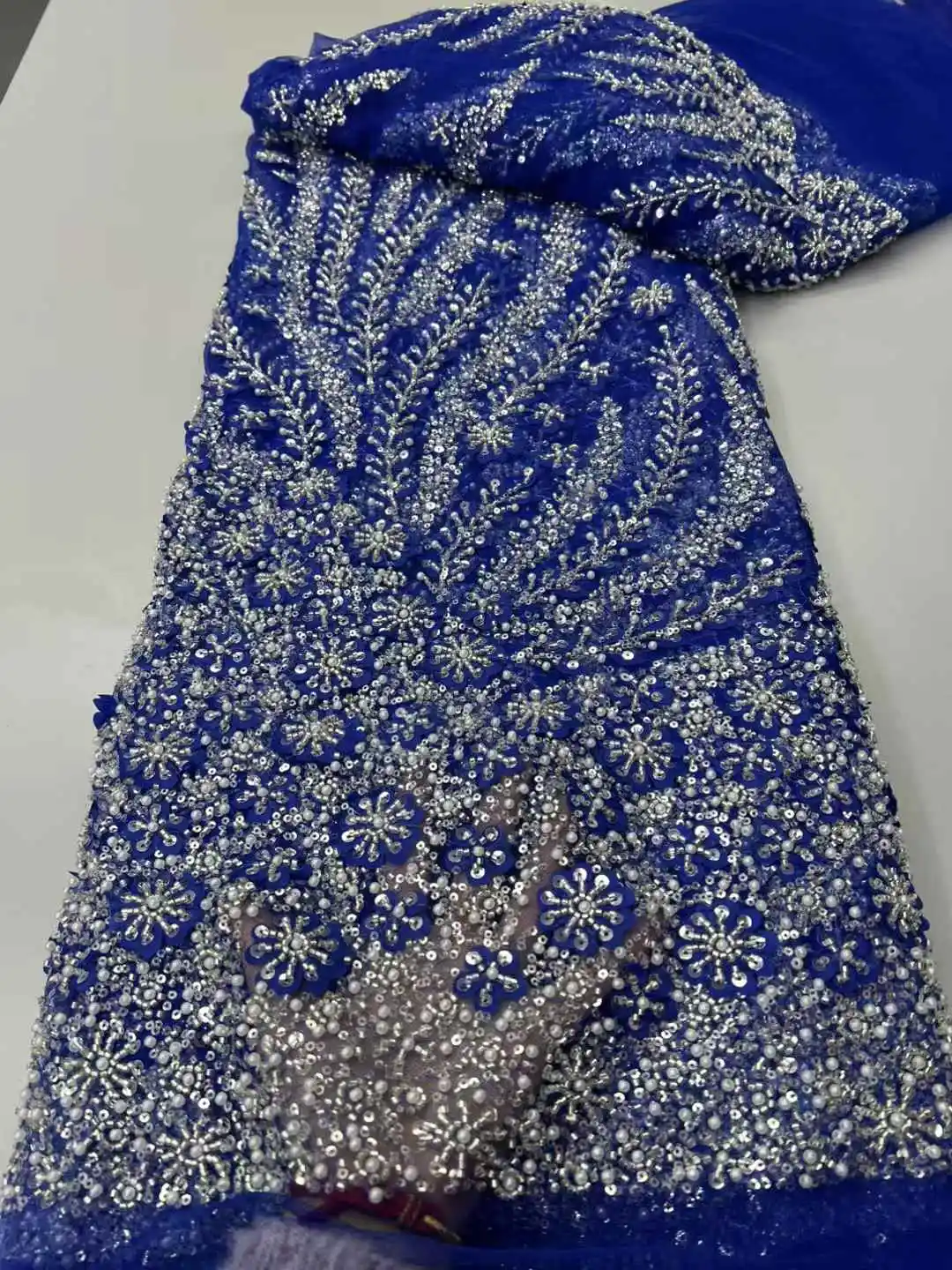 Beads Lace African Handmade beads Sequins Fabric 5 Yards For Evening Party Dres lace fabric lace sewing accessories lace sewing supplies lace accessories lace garment accessories