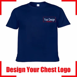 Customizable Men's Cotton T - Shirt with Personal Message, Available in Plus Sizes - XXXL (Navy (Chest Logo))