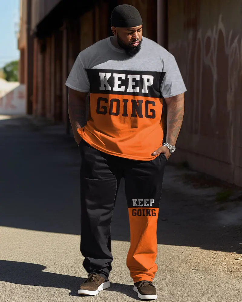 Biggmans Camouflage Two Piece T-Shirt Sets for Men's Clothing Casual Street Hip-Hop Large Pants Big Plus Size Suit