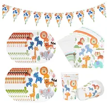 

Jungle Animal Disposable Party Tableware Plate Cup Napkin Safari Party Decor Birthday Party Decoration Kids Baby Shower Supplies