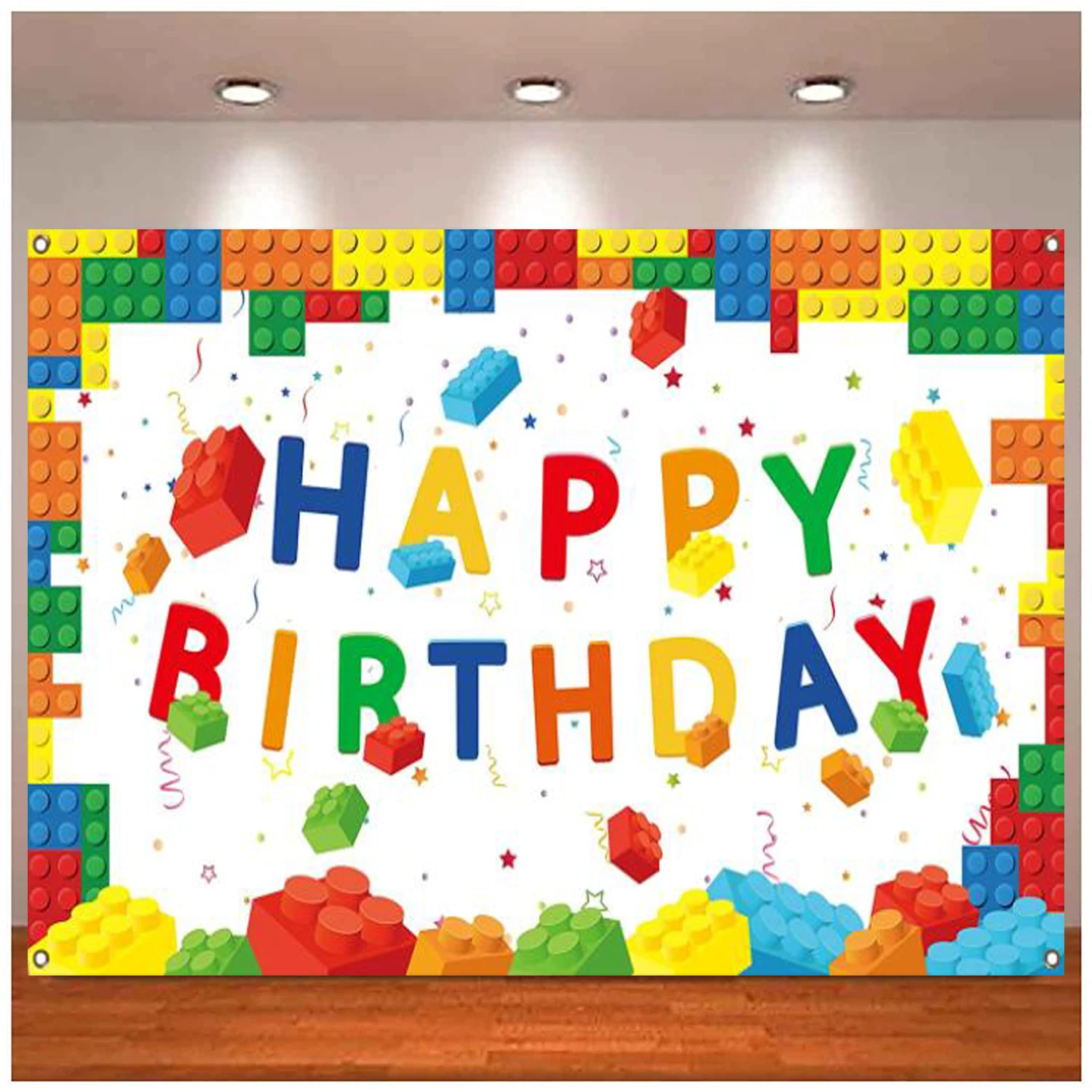 Party Decorations Banner Photography Backdrop Building Blocks