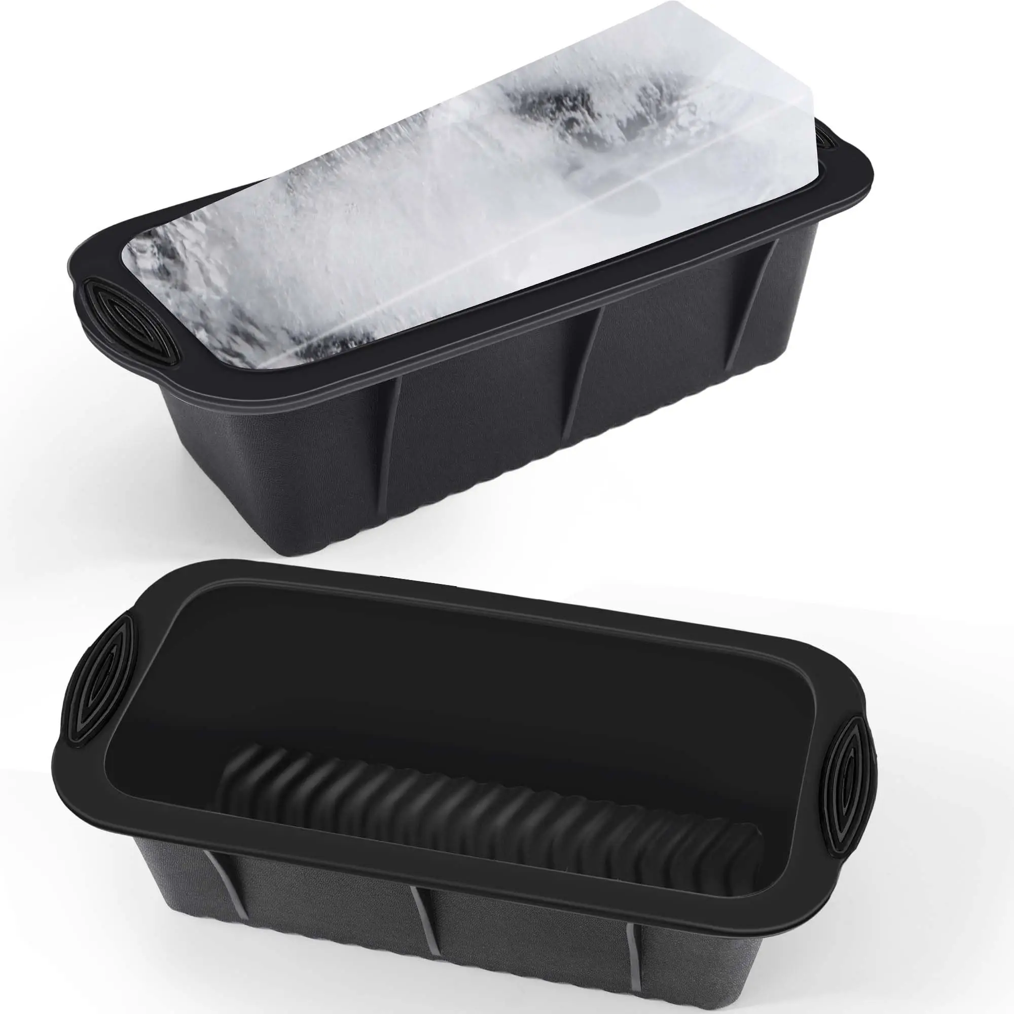 2 Stampi Per Blocchi Di Ghiaccio In Silicone Alimentare - Grandi, Riutilizzabili, 25,5x13x7 Cm, Per Bagno Ghiaccio E Freezer