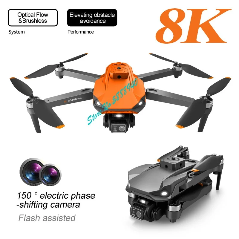 8K Flash Lamp Brushless Electric Fpv Remote Control Drone 2.4G Headless Optical Flow Hovering Evitamento Ostacoli Rc Quadcopter