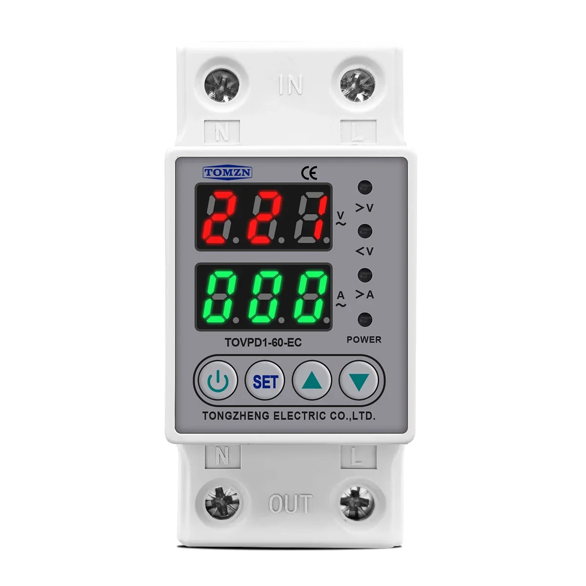 TOMZN DIN Rail 230V Adjustable Over Voltage And Under Voltage Protective Device Protector Relay TOVPD1-63-EC