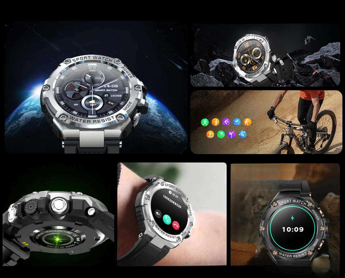 Orologio intelligente Outdoor Three Defense T88 da polso da 1,53 pollici HD 800 mAh a raggio ultra lungo modello multi-sport_voghion.com