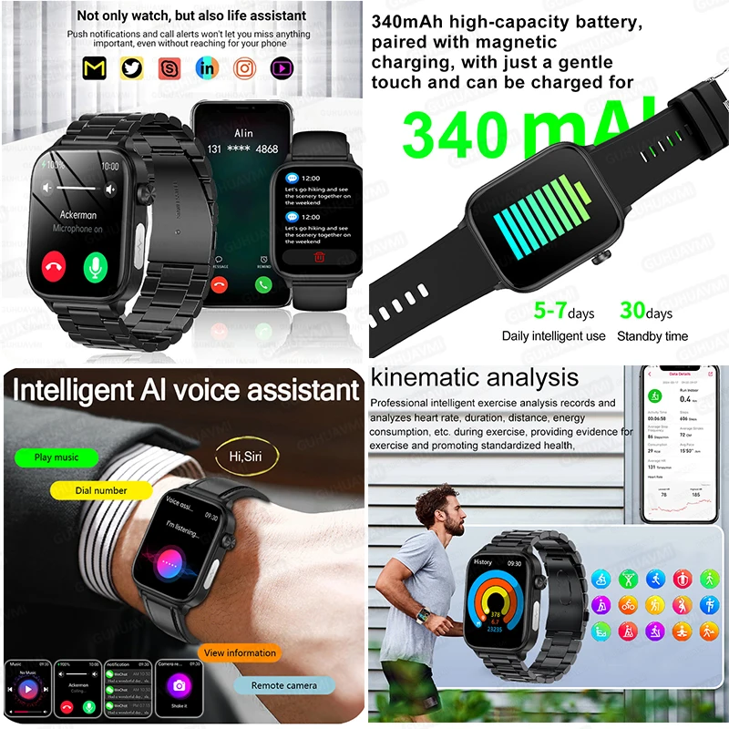 2025 NEW Nursing level Smarthealth Watch Sapphire Screen ECG+PPG Blood Lipids Uric Acid  Bluetooth calling Health smartwatch Men 5