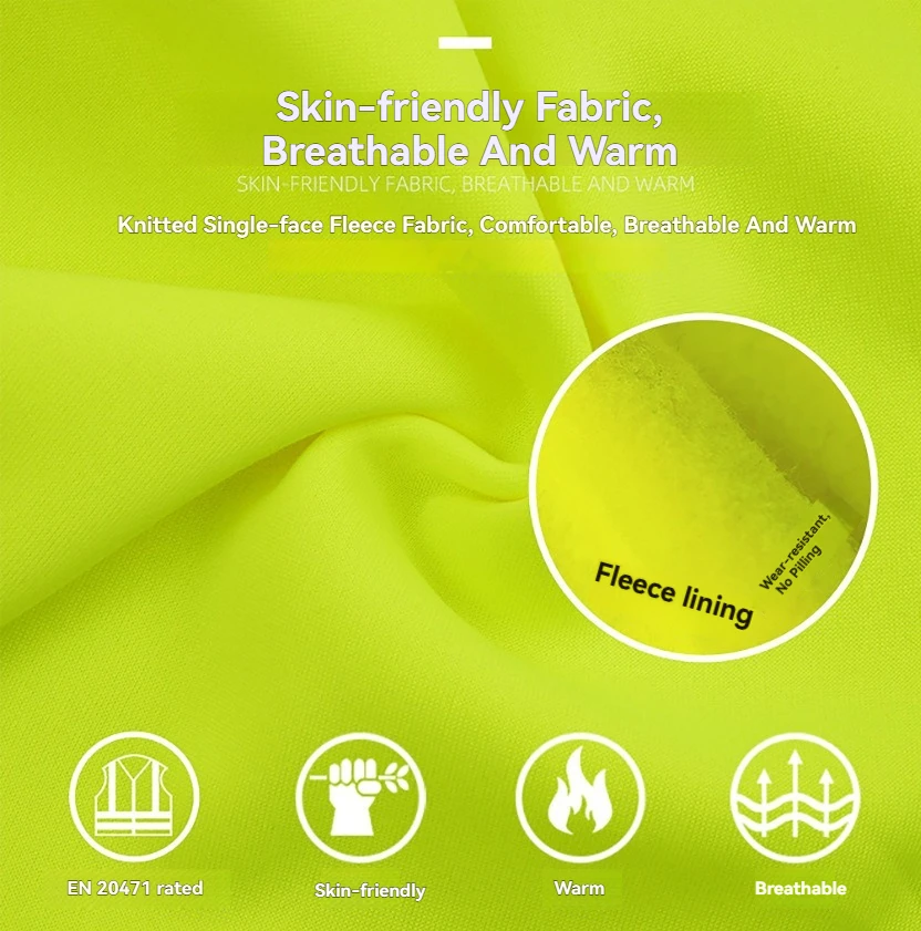 남녀공용 고시인성 반사 후드티, 지퍼형, 사이클링, 오토바이 라이딩, 교통 작업자용