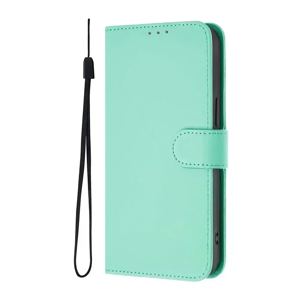 Classic Solid Color Leather Flip Wallet Phone Case
