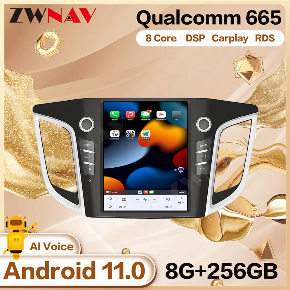 

Автомобильный мультимедийный плеер Qualcomm, экран Tesla, Android, для Hyundai IX25 2014, 2015, 2016, 2017, 2018, GPS, радио, стерео, головное устройство