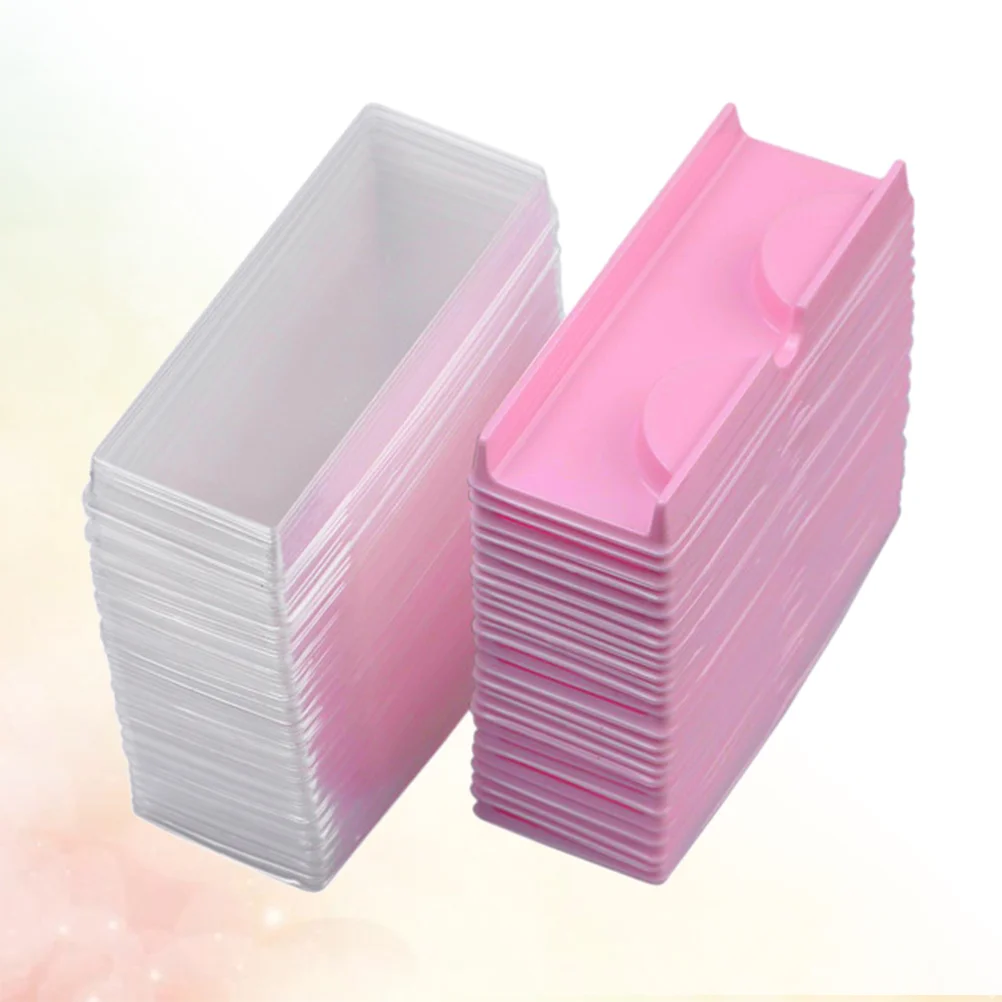 

50 Sets Pink False Eyelash Storage Box with Clear Cover Empty Storage Case False Eyelash Container