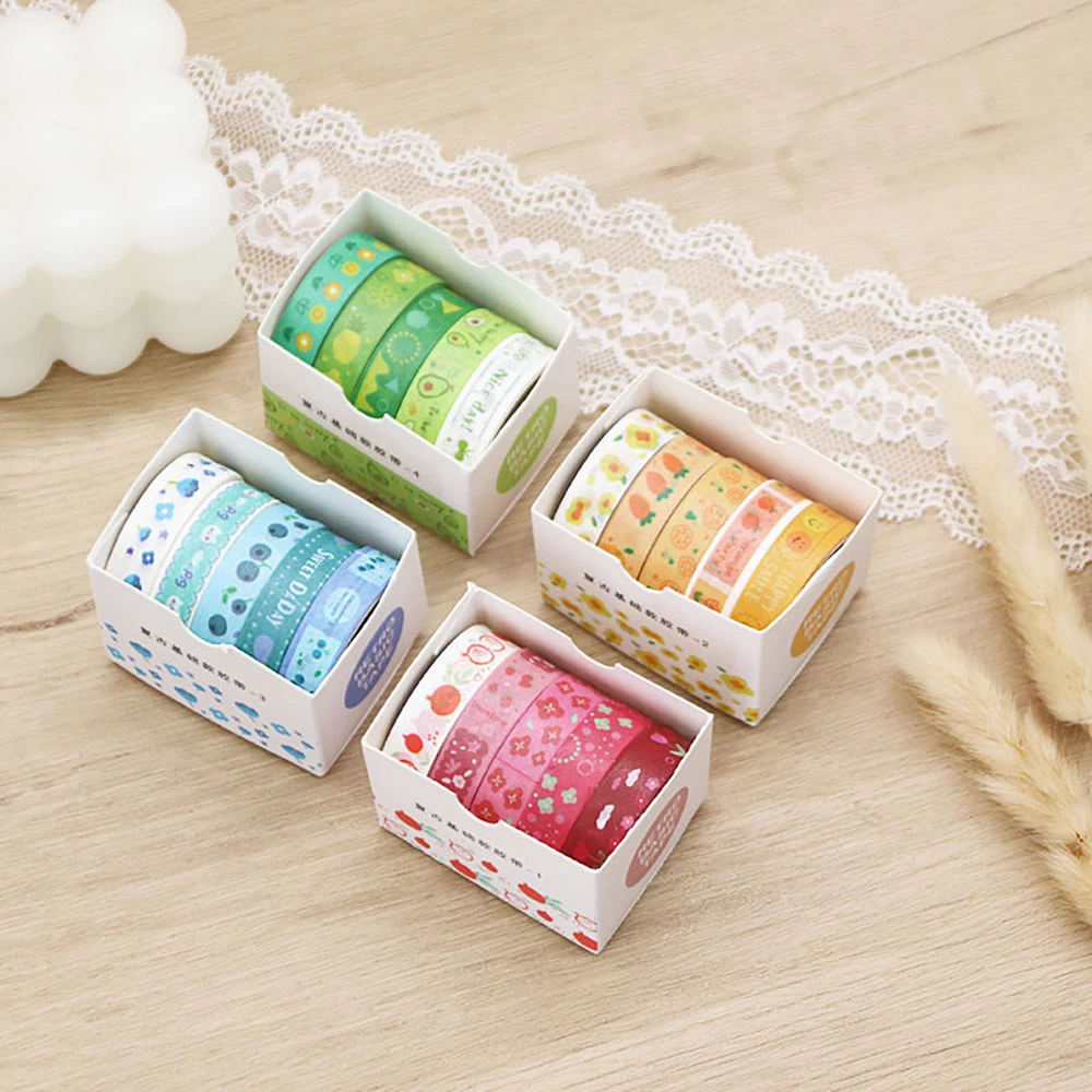 5 개/대 Kawaii Washi 테이프 귀여운 마스킹 테이프 DIY Scrapbooking 저널 플래너 장식 한국어 편지지 사무용품