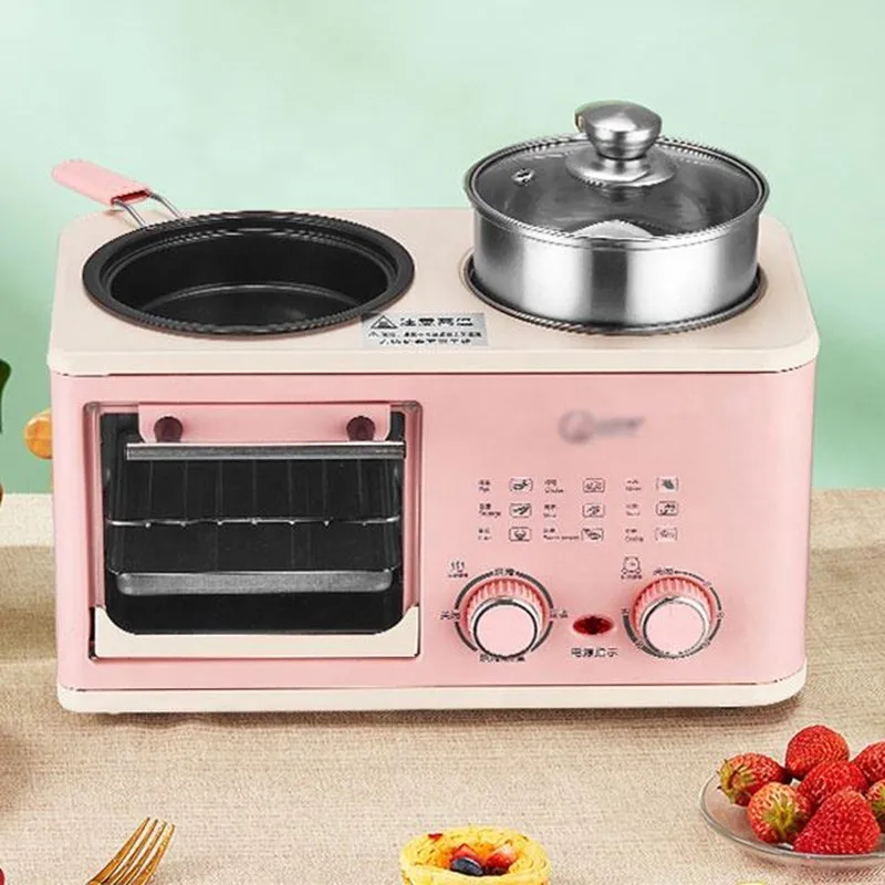 4-in-1 Household Multifunctional Breakfast Maker Machine with Toaster with dust cover and Frying Pan Boiler Steamer cooking pot