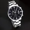 Kegllect 3PCS Men Quartz Watch Business Fashion Mental Wrist  Stainless Steel Strap and Necklace Bangle Set Ideal for Boys 5