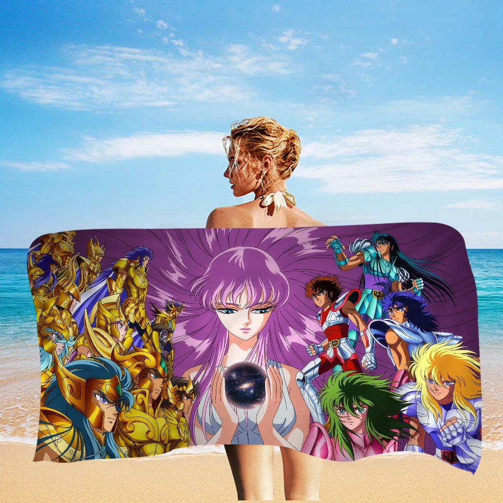 Saint seiya Beach Towel Cartoon Cute Summer Kids Large Bath Pool Beach Towel Microfiber Absorbent for Swimming Travel 3