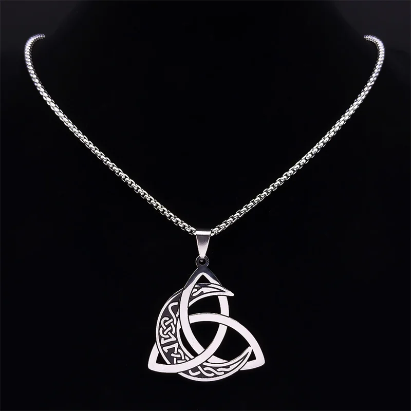 Yongkan Irish Knot Pagan Wheel Necklace – Stainless Steel Triquetra Pendant For Men & Women - View #3