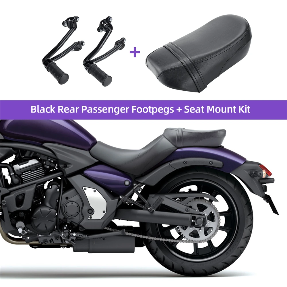 Motorcycle-Rear-Passenger-Seat-Pad-Custom-Foot-Pegs-Pedal-Mount-for ...