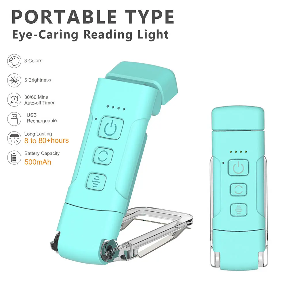 LED Clip-on Bookmark Book Light USB Rechargeable Reading Light Mini Led Brightness Adjustable Portable Bedside Desk book light