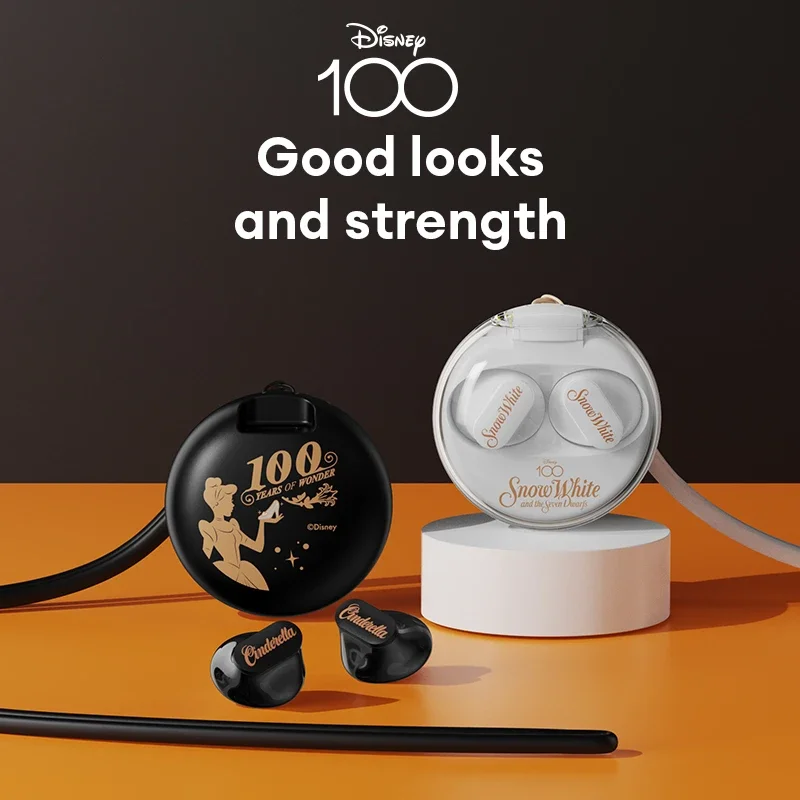 오리지널 디즈니 QS-T1 HIFI 스테레오 사운드, 100 주년 기념 모델 이어폰, 블루투스 5.3 무선 헤드폰, 저지연 이어버드