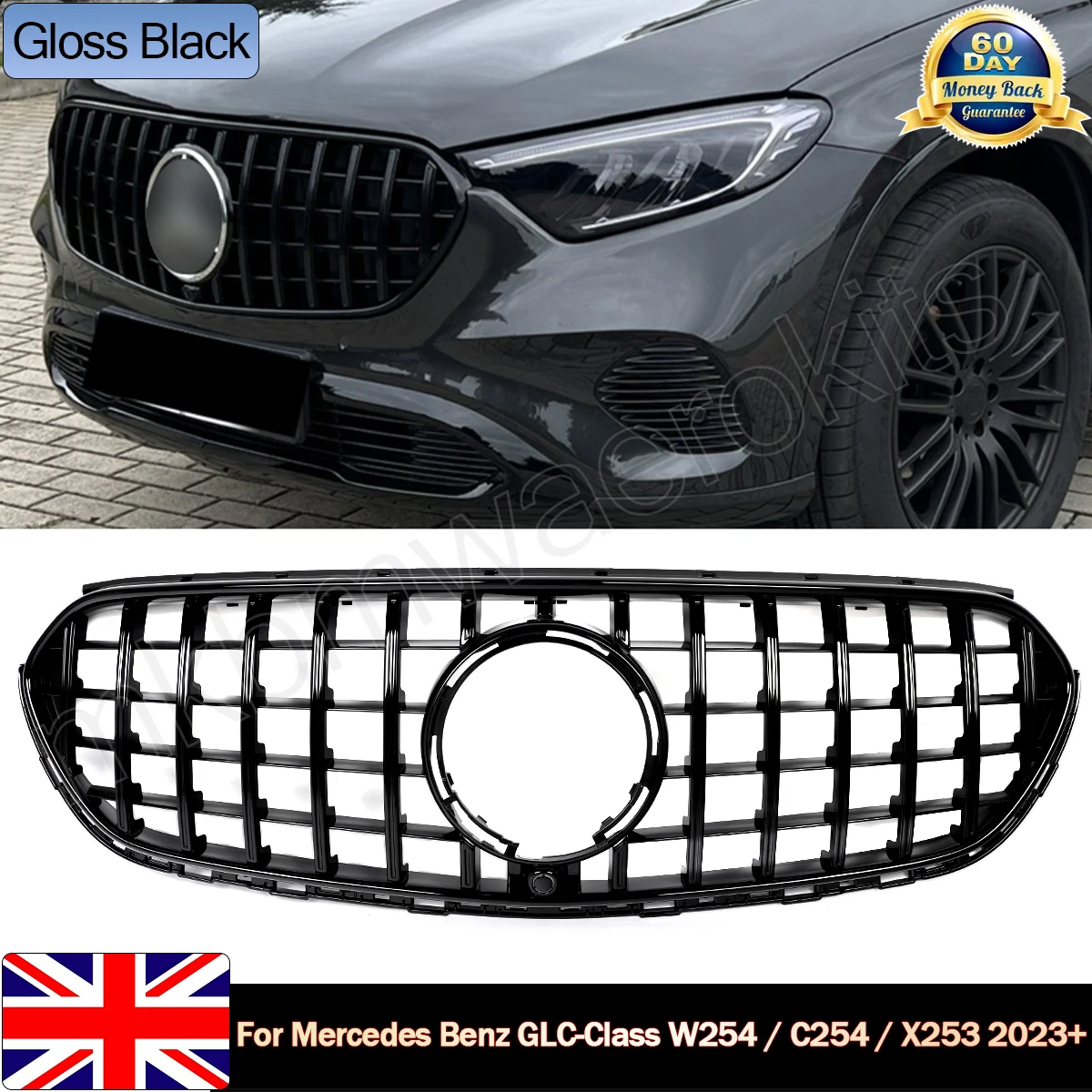 

Решетка переднего бампера для Mercedes X254 C254 GLC220 GLC260 GLC300 AMG 2023 + черная